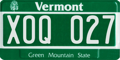 VT license plate XOQ027
