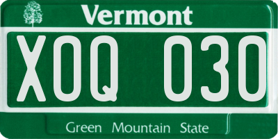 VT license plate XOQ030