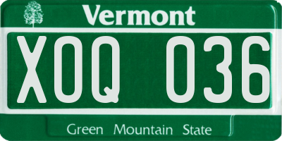 VT license plate XOQ036