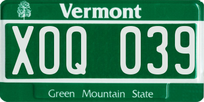 VT license plate XOQ039