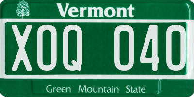 VT license plate XOQ040
