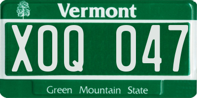 VT license plate XOQ047