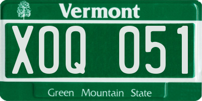 VT license plate XOQ051