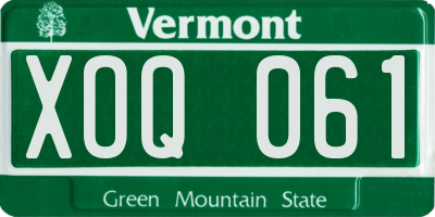 VT license plate XOQ061