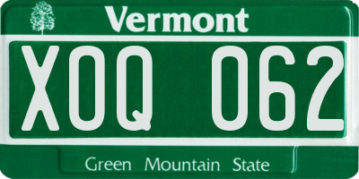 VT license plate XOQ062