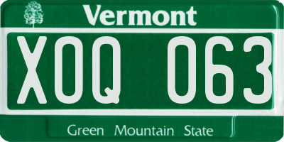 VT license plate XOQ063