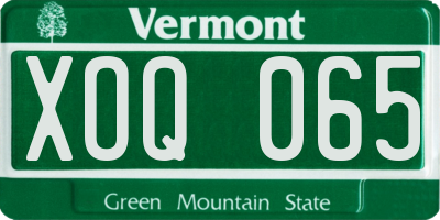 VT license plate XOQ065
