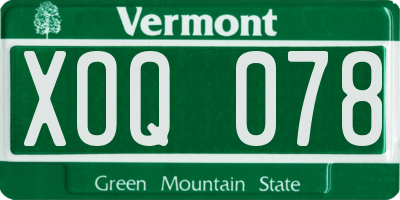 VT license plate XOQ078