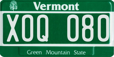 VT license plate XOQ080