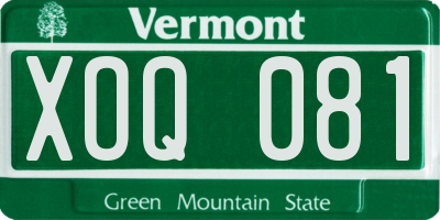 VT license plate XOQ081