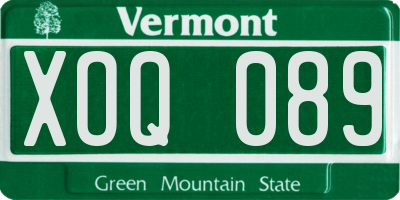 VT license plate XOQ089