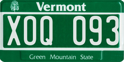 VT license plate XOQ093