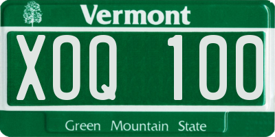 VT license plate XOQ100