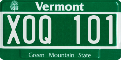 VT license plate XOQ101