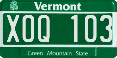 VT license plate XOQ103