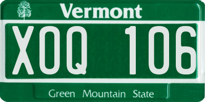 VT license plate XOQ106