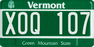 VT license plate XOQ107