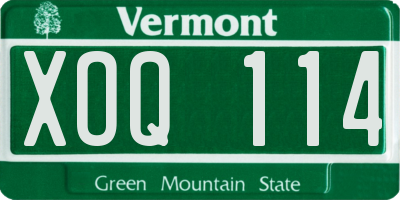 VT license plate XOQ114