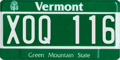 VT license plate XOQ116