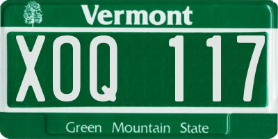 VT license plate XOQ117