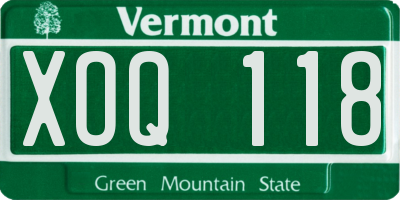 VT license plate XOQ118