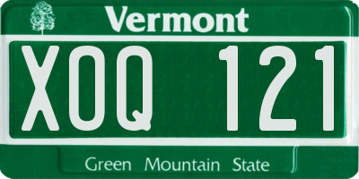 VT license plate XOQ121