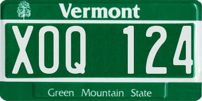 VT license plate XOQ124