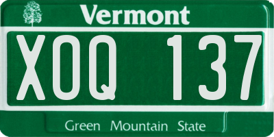 VT license plate XOQ137