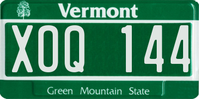 VT license plate XOQ144