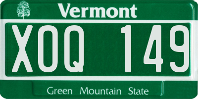 VT license plate XOQ149