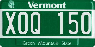 VT license plate XOQ150