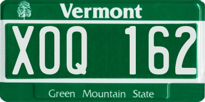 VT license plate XOQ162