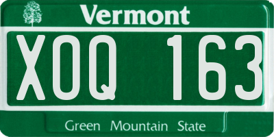VT license plate XOQ163