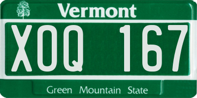 VT license plate XOQ167