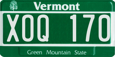 VT license plate XOQ170