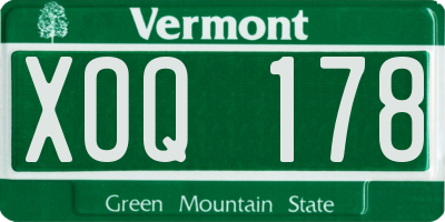 VT license plate XOQ178