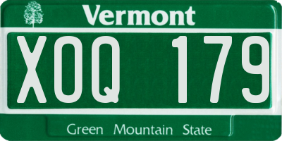 VT license plate XOQ179