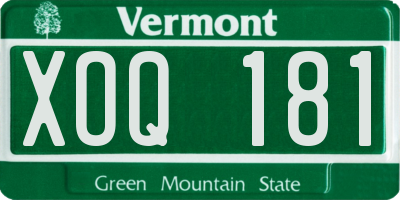 VT license plate XOQ181