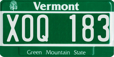 VT license plate XOQ183