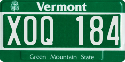 VT license plate XOQ184