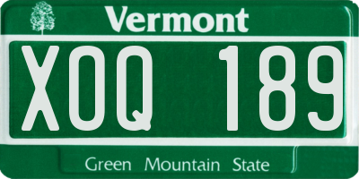 VT license plate XOQ189