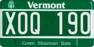 VT license plate XOQ190