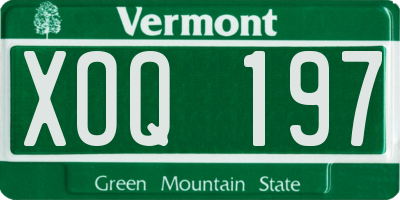 VT license plate XOQ197