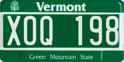 VT license plate XOQ198