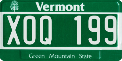 VT license plate XOQ199