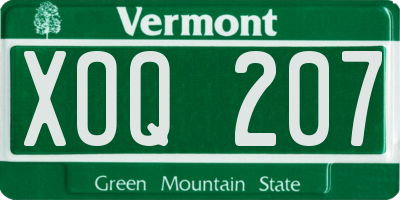 VT license plate XOQ207