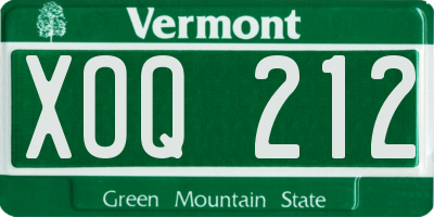 VT license plate XOQ212