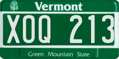 VT license plate XOQ213