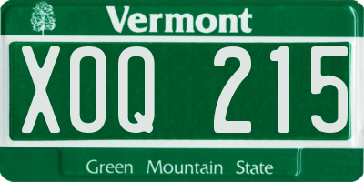 VT license plate XOQ215