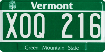 VT license plate XOQ216